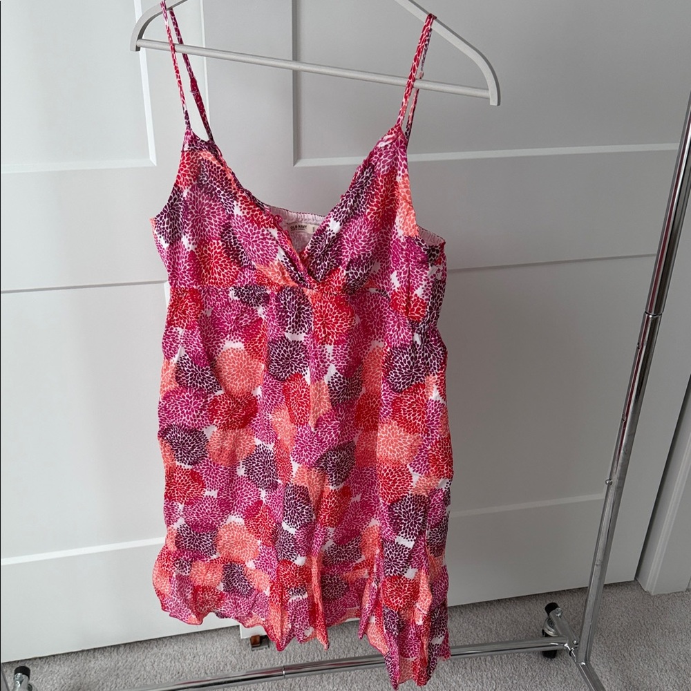 Old Navy Pink and Red Patterned Dress